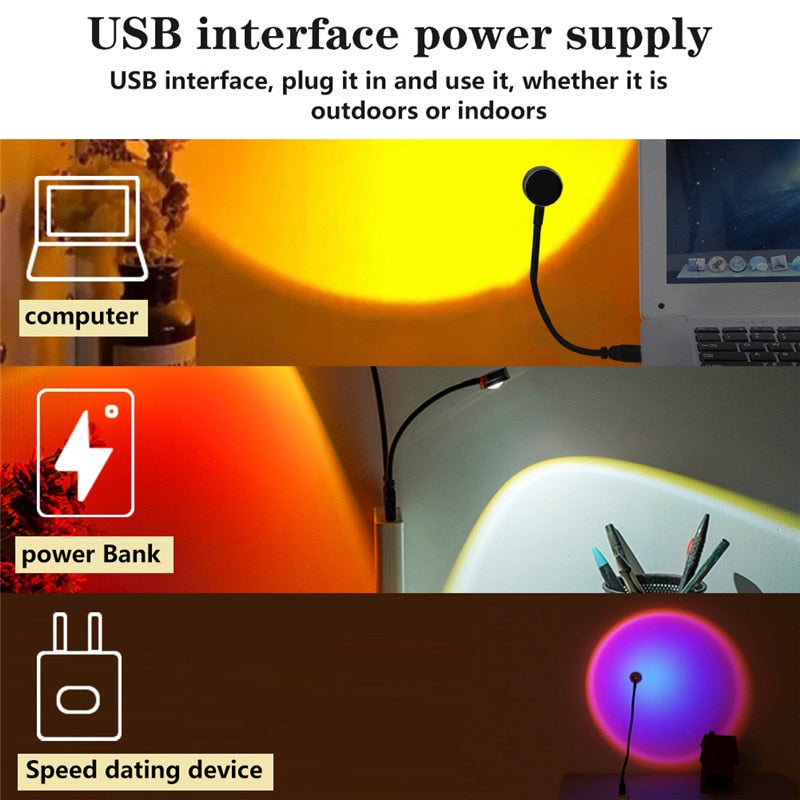 Night Light USB Hose Lamp Sunset Rainbow Lights