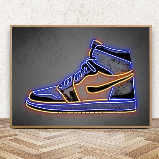 Fashion Trends Neon Effect Basketball Sneakers Poster