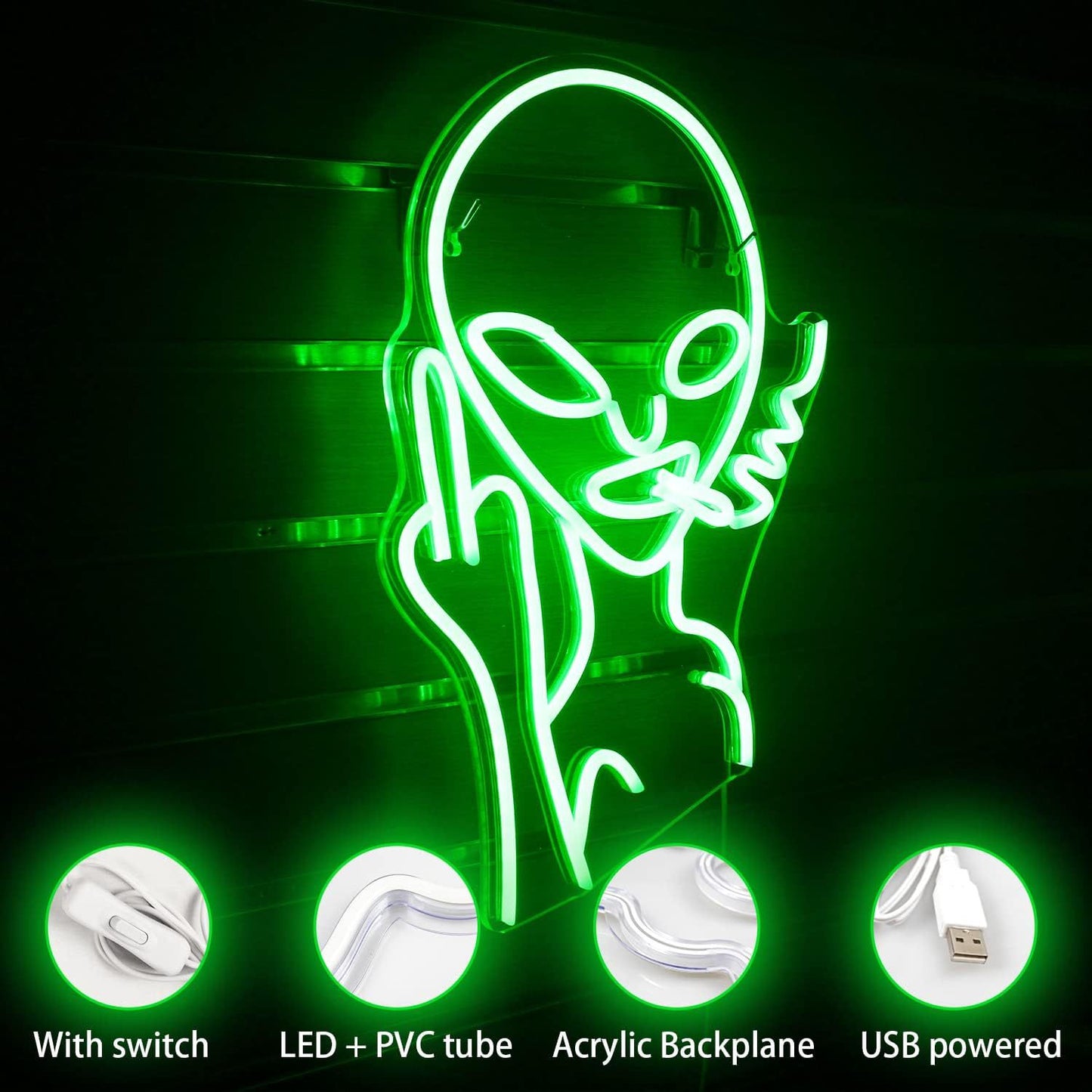 LED Middle Finger Alien Neon