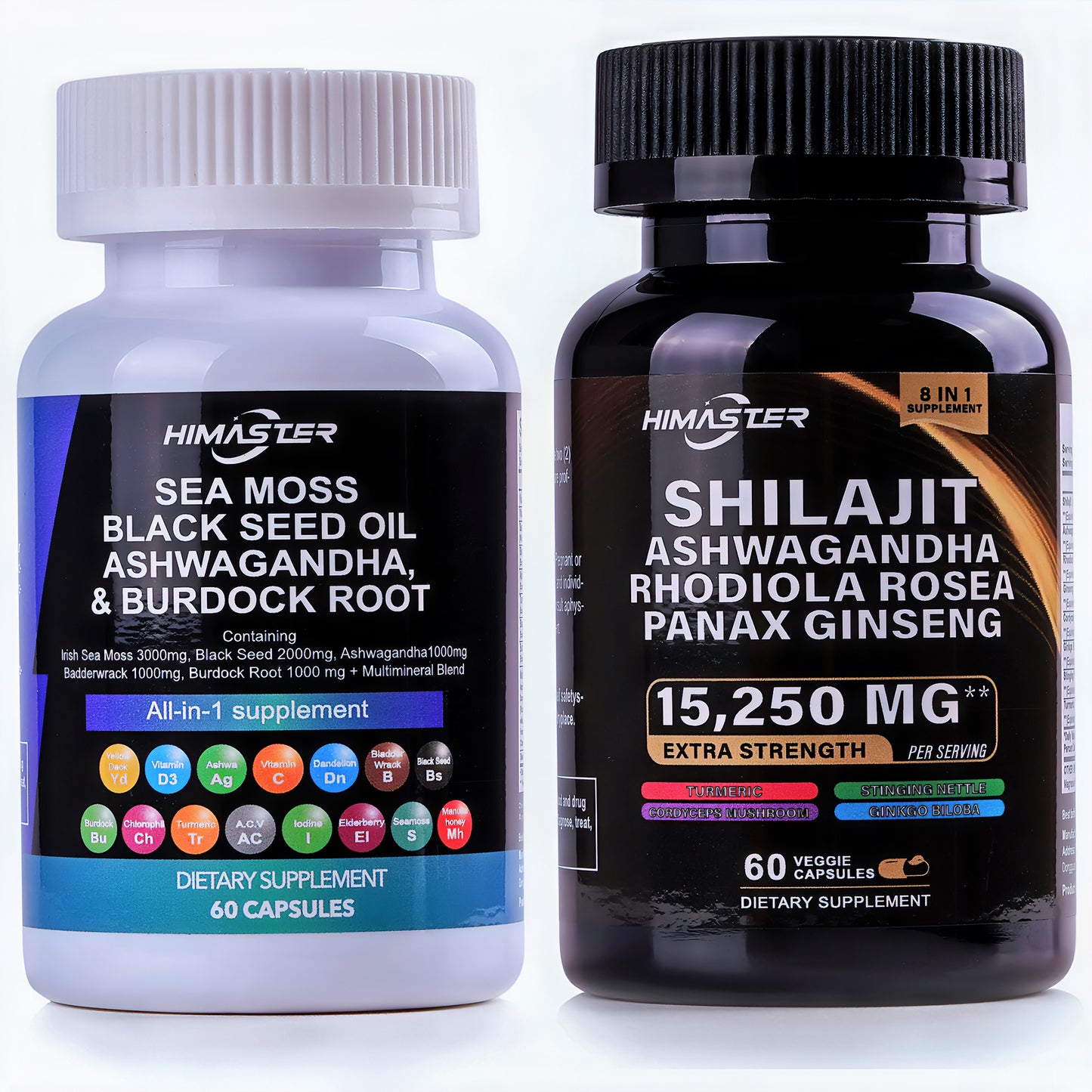 Himaster Sea Moss & Shilajit Supplement with Fulvic Acid & 85+ Minerals for Energy & Fitness, with Vitamin