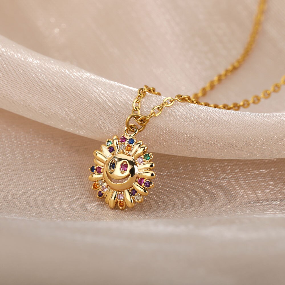 Colorful SunFlower Pendant Necklaces