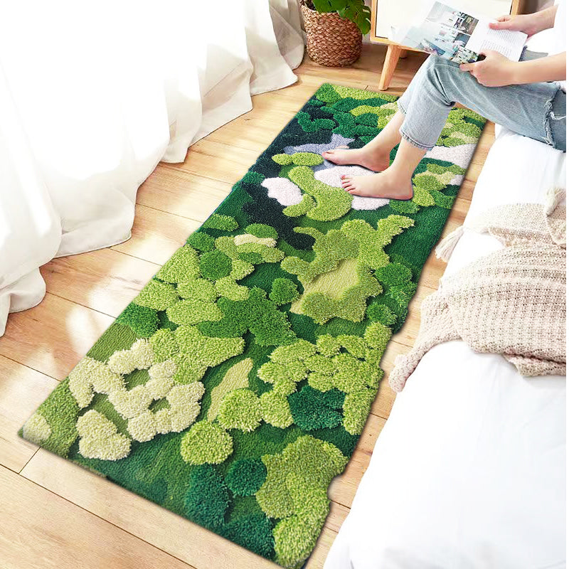 Round Moss Forest Wool Rug Living Room Bedroom Bedside Rugs
