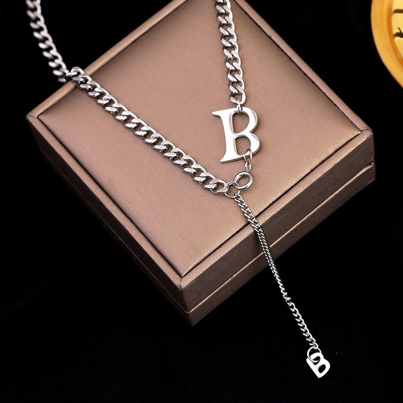 B Letter Titanium Steel Necklace
