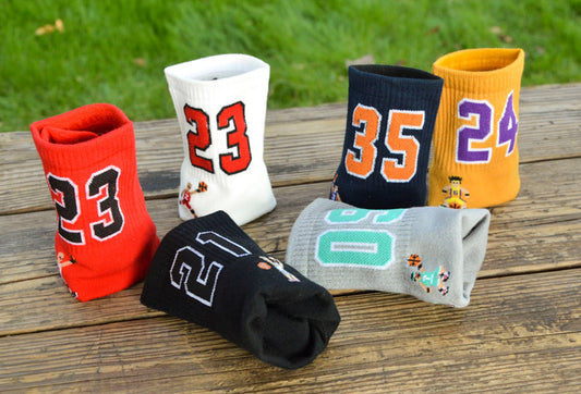 High Quality Fashion Men's Breathable Basketball Socks Elite Thick Sports Socks Unisex Harajukumen's happy Funny Embroider socks