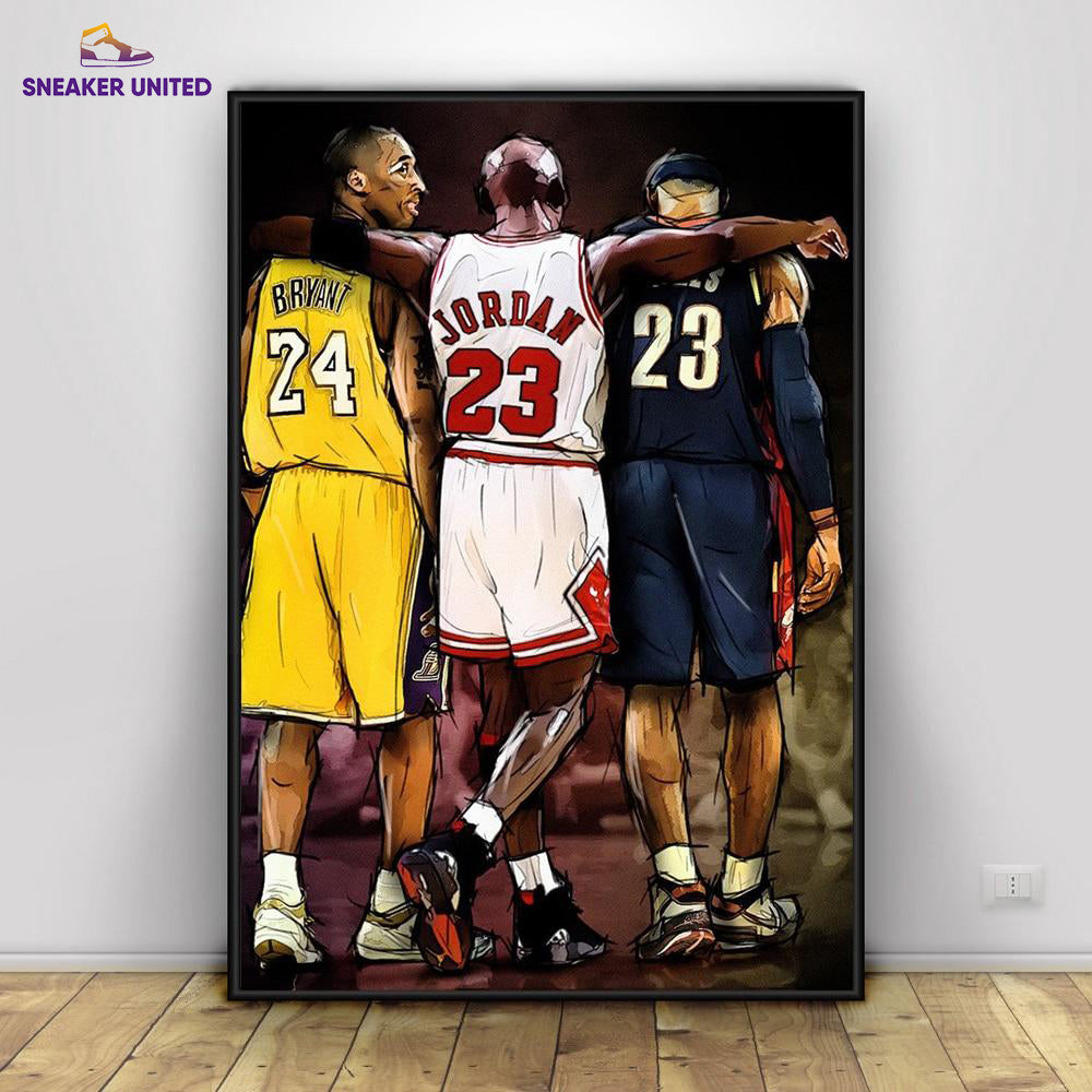 Kobe Bryant Michael LeBron James Poster Basketball Stars Wall Art Canvas Wall Pictures for Living Room Home Decor Boys Room