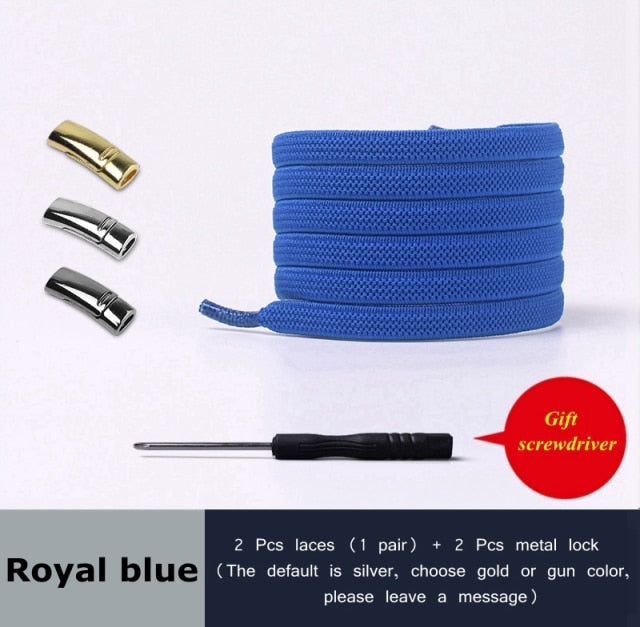 Reflective Royal Blue - Elastic No Tie Lock Shoelaces - The