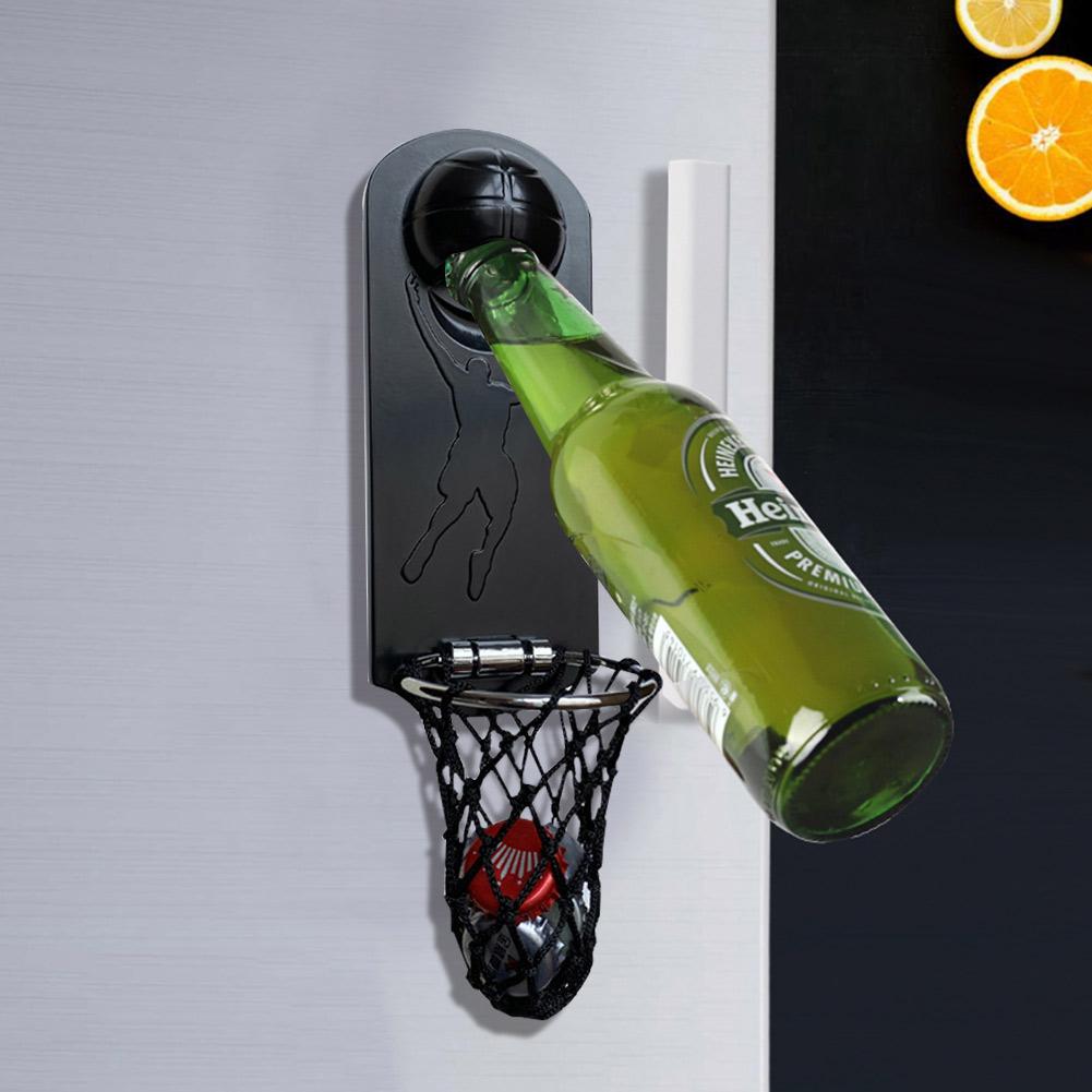 Magnetic Metal Bottle Opener Wall Hanging Beer Bottle Opener Fridge Magnet Sticker Beer Screwdriver Creative Basketball Hoop Cap