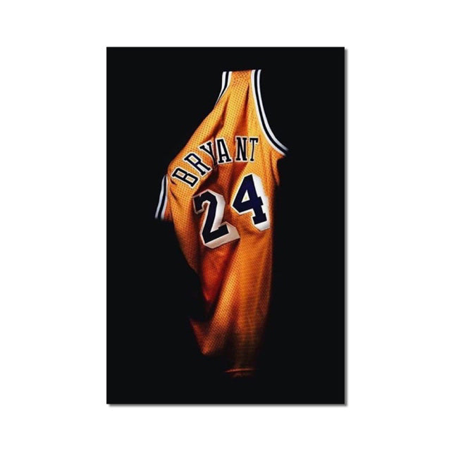 Hall of Fame Kobe Bryant Jersey Wall Art Canvas Painting Black Mamba Spirit Canvas Art Posters for Fans Home Decoration Gifts
