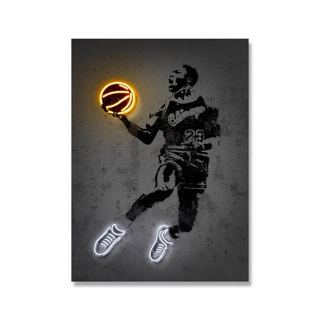 Neon Art Poster Fashion Graffiti Music Movie Basketball Star Canvas Painting Animal Pictures