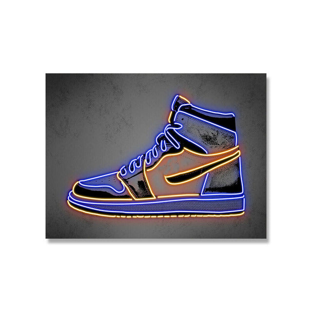 Fashion Trend Neon Effect Basketball Sneakers Poster