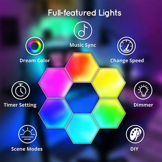 RGB Bluetooth LED Hexagon Light Indoor Wall Light APP Remote Control Night Light Computer Game Room Bedroom Bedside Decoration