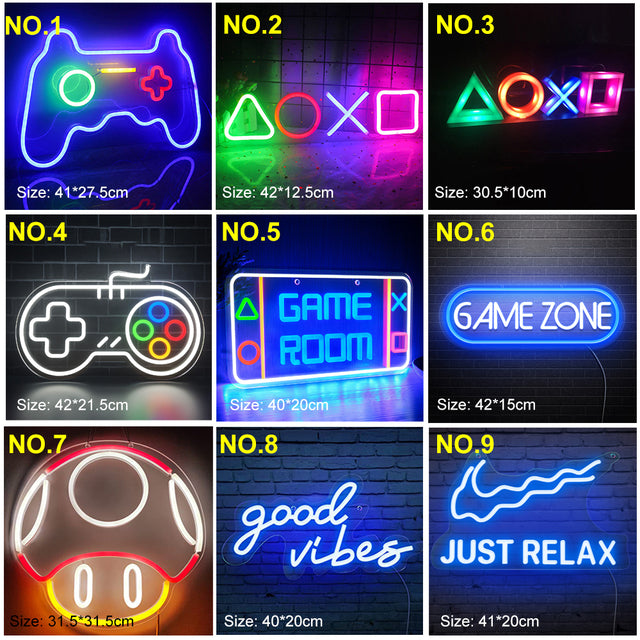 LED Neon Light Game Room Decor Good Vibes Wall Neon Sign Bedroom Decor Hanging Night Lamp Home Party Holiday Decor Xmas Gift