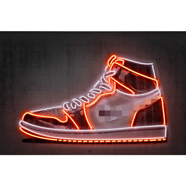 Sneaker Neon Wall Art Modern Street Graffiti Basketball Shoes Poster Fashion Sport Shoes Canvas Painting Living Room Home Decor