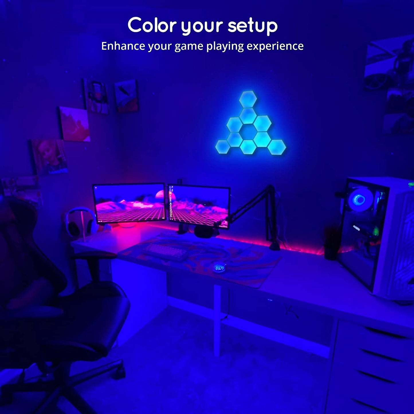 RGB Bluetooth LED Hexagon Light Indoor Wall Light APP Remote Control Night Light Computer Game Room Bedroom Bedside Decoration