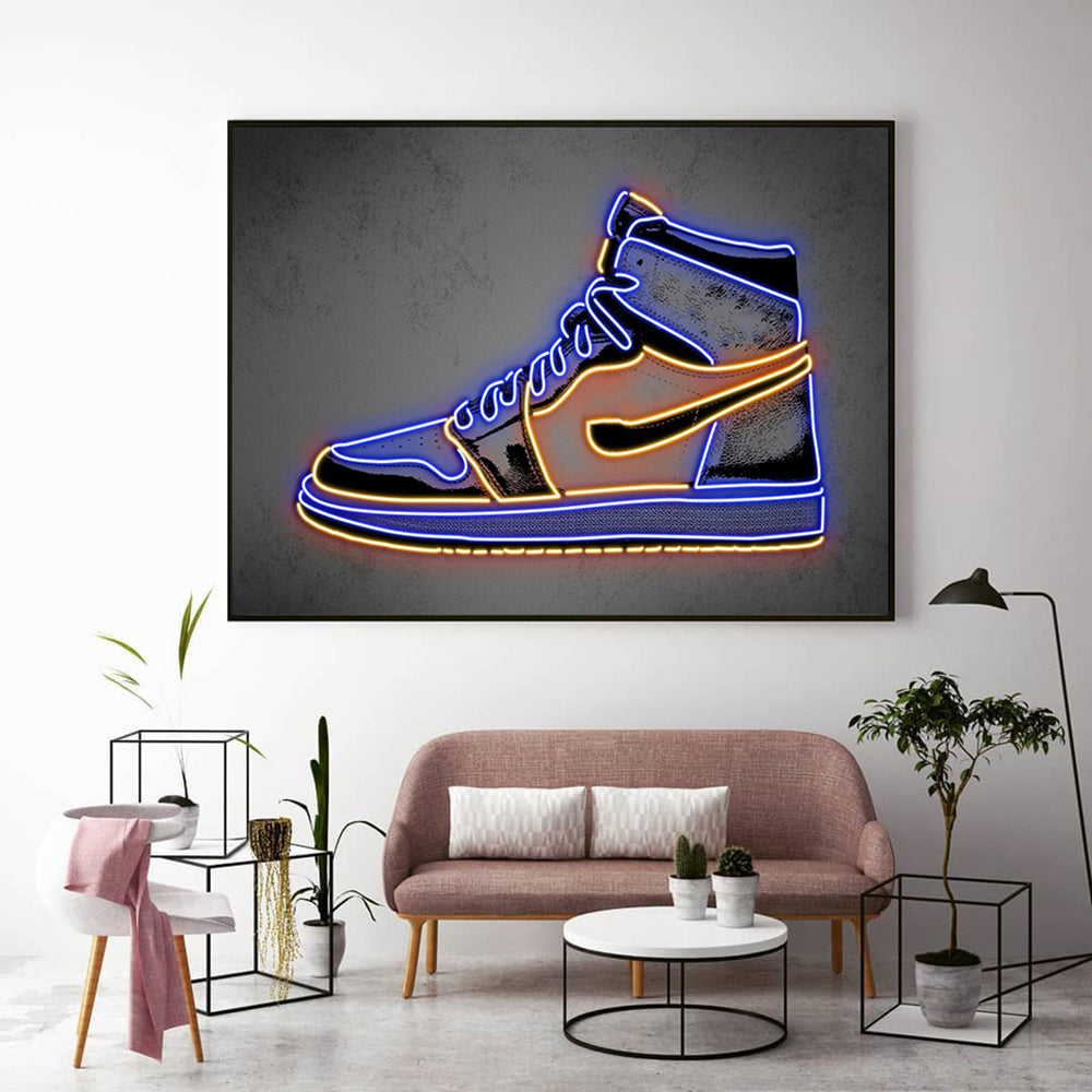 Fashion Trends Neon Effect Basketball Sneakers Poster